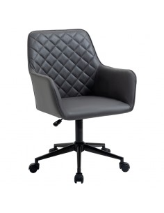 Vinsetto Swivel Office Chair Leather-Feel Fabric with Wheels, Grey