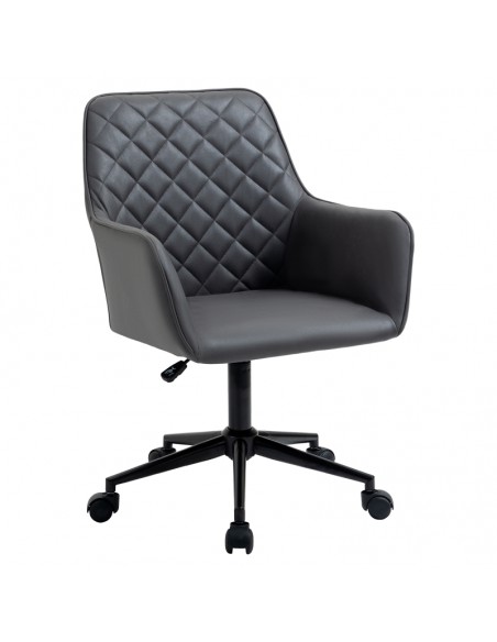 Vinsetto Swivel Office Chair Leather-Feel Fabric with Wheels, Grey - pic 8377 | FastDaddyshop