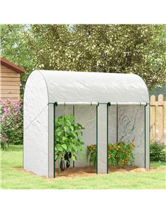 Outsunny Walk-In Greenhouse with Zipped Roll Up Doors, 200 x 100 x 178cm, White 84H-064V00WT 2