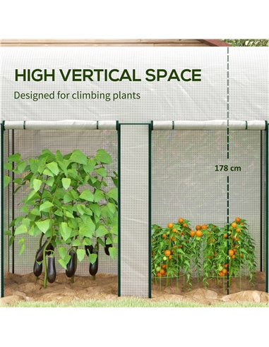 Outsunny Walk-In Greenhouse with Zipped Roll Up Doors, Small Greenhouse with Plastic Cover and Arched Top for Tomatos, Flowers, 