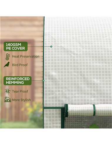 Outsunny Walk-In Greenhouse with Zipped Roll Up Doors, Small Greenhouse with Plastic Cover and Arched Top for Tomatos, Flowers, 
