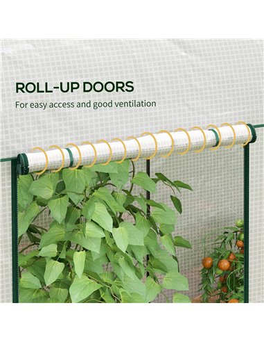 Outsunny Walk-In Greenhouse with Zipped Roll Up Doors, Small Greenhouse with Plastic Cover and Arched Top for Tomatos, Flowers, 