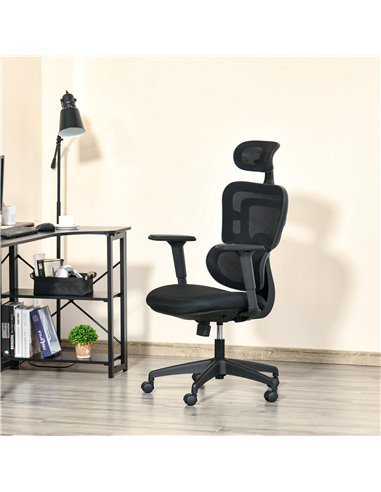 Vinsetto Mesh Office Chair, Ergonomic High-Back Swivel Desk Chair with Adjustable Height, Headrest, Lumbar Support, Padded Seat 
