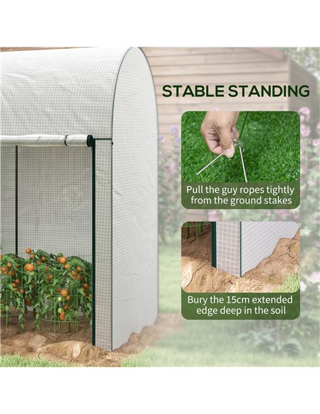 Outsunny Walk-In Greenhouse with Zipped Roll Up Doors, Small Greenhouse with Plastic Cover and Arched Top for Tomatos, Flowers,  - pic 83870 | FastDaddyshop