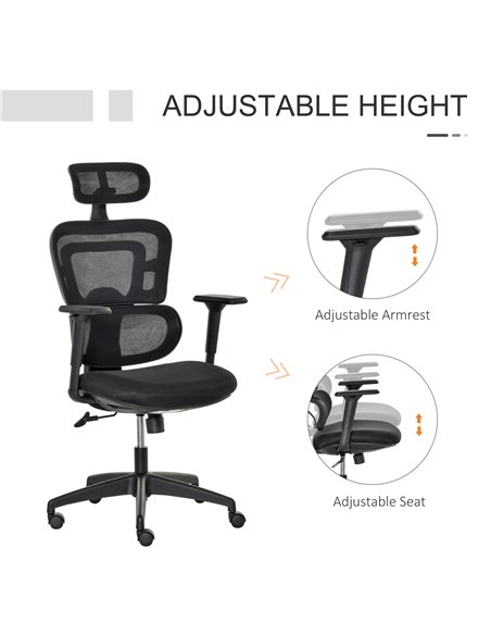 Vinsetto Mesh Office Chair, Ergonomic High-Back Swivel Desk Chair with Adjustable Height, Headrest, Lumbar Support, Padded Seat  - pic 8390 | FastDaddyshop