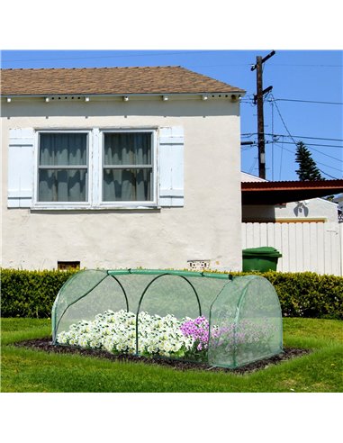 Outsunny Tunnel Greenhouse, Steel Frame Outdoor Grow House with PE Cover, Roll-up Door, Green, 200x100x80cm 845-305V01