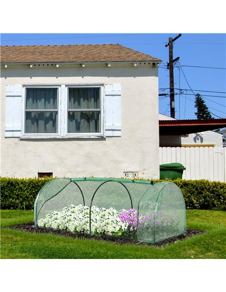 Outsunny Tunnel Greenhouse, Steel Frame Outdoor Grow House with PE Cover, Roll-up Door, Green, 200x100x80cm 845-305V01 - pic 83901 | FastDaddyshop
