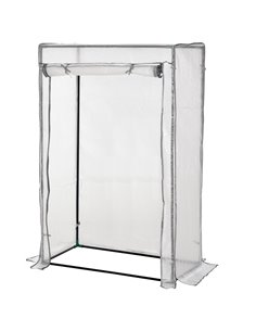 Outsunny Greenhouse Oasis: Steel-Framed PE Shelter with Roll-Up Door, White 845-386V01