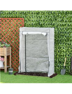 Outsunny Greenhouse Oasis: Steel-Framed PE Shelter with Roll-Up Door, White 845-386V01 2