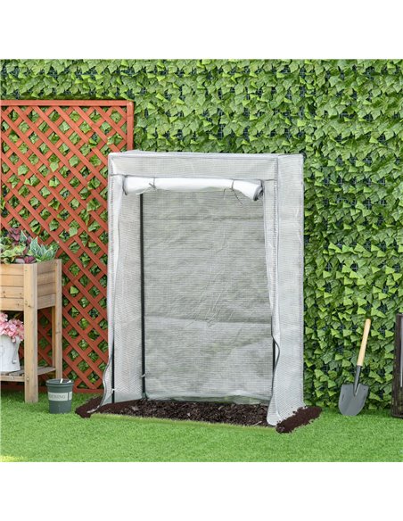 Outsunny Greenhouse Oasis: Steel-Framed PE Shelter with Roll-Up Door, White 845-386V01 - pic 83910 | FastDaddyshop