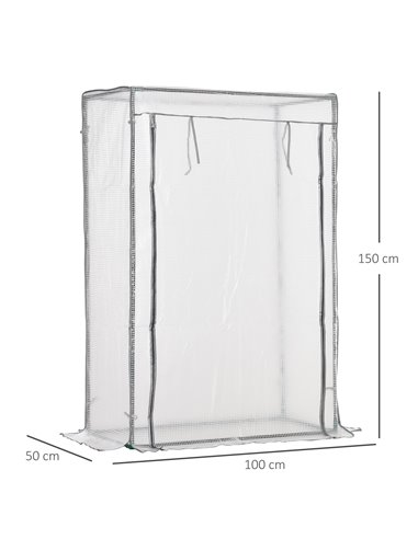 Outsunny Greenhouse Oasis: Steel-Framed PE Shelter with Roll-Up Door, White 845-386V01