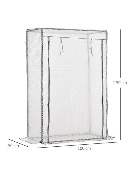 Outsunny Greenhouse Oasis: Steel-Framed PE Shelter with Roll-Up Door, White 845-386V01 - pic 83911 | FastDaddyshop