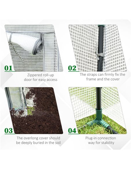 Outsunny Greenhouse Oasis: Steel-Framed PE Shelter with Roll-Up Door, White 845-386V01 - pic 83912 | FastDaddyshop