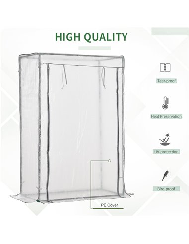 Outsunny Greenhouse Oasis: Steel-Framed PE Shelter with Roll-Up Door, White 845-386V01
