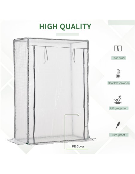 Outsunny Greenhouse Oasis: Steel-Framed PE Shelter with Roll-Up Door, White 845-386V01 - pic 83913 | FastDaddyshop