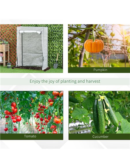 Outsunny Greenhouse Oasis: Steel-Framed PE Shelter with Roll-Up Door, White 845-386V01 - pic 83914 | FastDaddyshop