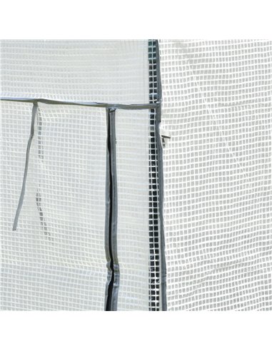 Outsunny Greenhouse Oasis: Steel-Framed PE Shelter with Roll-Up Door, White 845-386V01