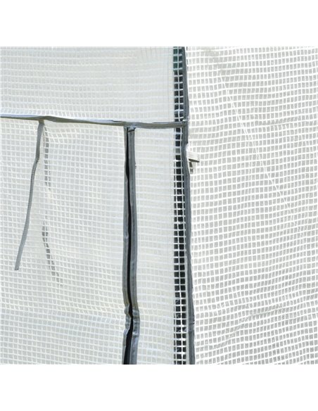 Outsunny Greenhouse Oasis: Steel-Framed PE Shelter with Roll-Up Door, White 845-386V01 - pic 83915 | FastDaddyshop