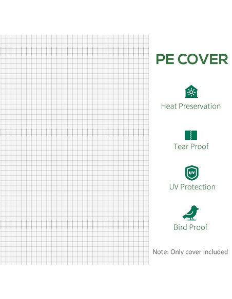 Outsunny 3 x 2 x 2m Greenhouse Replacement Walk-in PE Hot House Cover with 6 Windows Roll-Up and Zipper Door, White 845-382V03WT - pic 83968 | FastDaddyshop