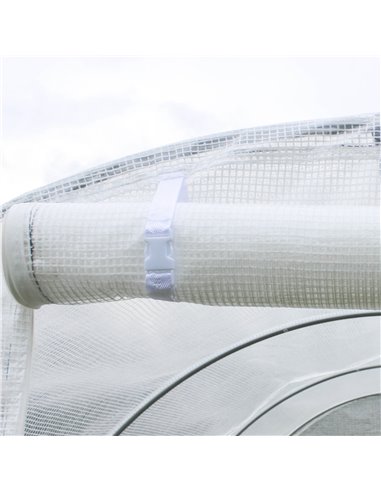 Outsunny 3 x 2 x 2m Greenhouse Replacement Walk-in PE Hot House Cover with 6 Windows Roll-Up and Zipper Door, White 845-382V03WT