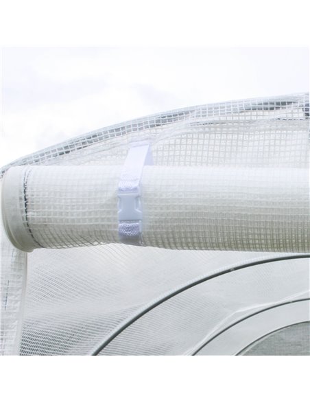 Outsunny 3 x 2 x 2m Greenhouse Replacement Walk-in PE Hot House Cover with 6 Windows Roll-Up and Zipper Door, White 845-382V03WT - pic 83970 | FastDaddyshop