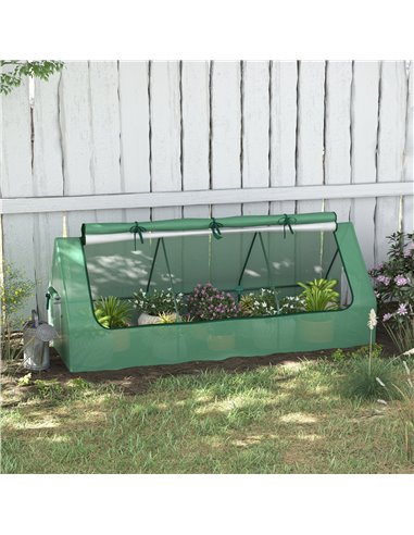 Outsunny Mini Greenhouse with Steel Frame, Plastic Cover, 240Hcm, Roll-Up Windows, Inner Mesh Layer, Great for City Flats 845-77