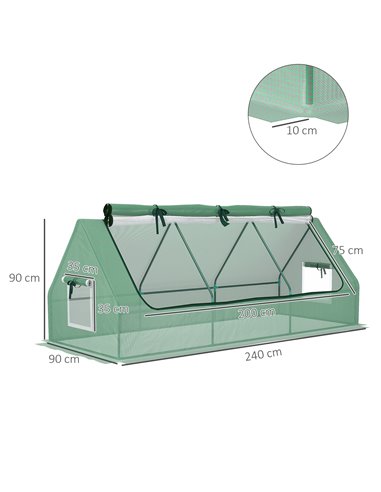 Outsunny Mini Greenhouse with Steel Frame, Plastic Cover, 240Hcm, Roll-Up Windows, Inner Mesh Layer, Great for City Flats 845-77