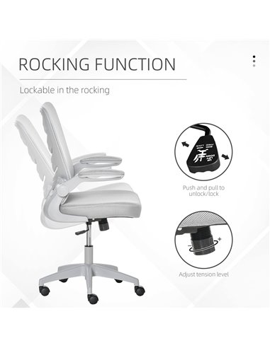 Vinsetto Mesh Office Chair for Home Swivel Task Desk Chair with Lumbar Back Support, Flip-Up Arm, Adjustable Height, Grey