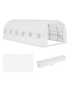 Outsunny Greenhouse Replacement Cover ONLY Winter Garden Plant PE Cover with Roll-up Windows Door, 6 x 3 x 2m White 845-382WT