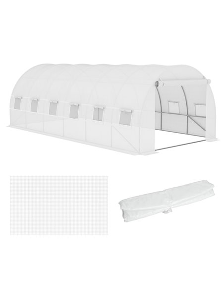 Outsunny Greenhouse Replacement Cover ONLY Winter Garden Plant PE Cover with Roll-up Windows Door, 6 x 3 x 2m White 845-382WT - pic 83981 | FastDaddyshop
