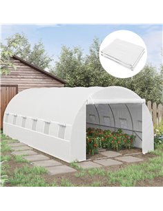Outsunny Greenhouse Replacement Cover ONLY Winter Garden Plant PE Cover with Roll-up Windows Door, 6 x 3 x 2m White 845-382WT 2