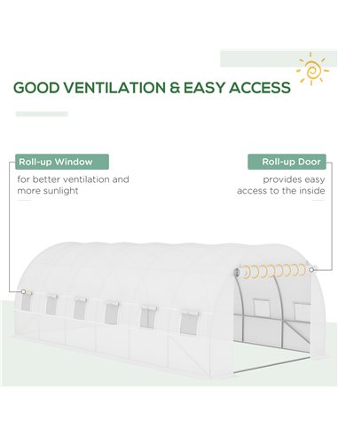 Outsunny Greenhouse Replacement Cover ONLY Winter Garden Plant PE Cover with Roll-up Windows Door, 6 x 3 x 2m White 845-382WT