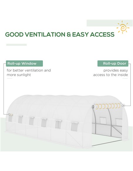 Outsunny Greenhouse Replacement Cover ONLY Winter Garden Plant PE Cover with Roll-up Windows Door, 6 x 3 x 2m White 845-382WT - pic 83984 | FastDaddyshop