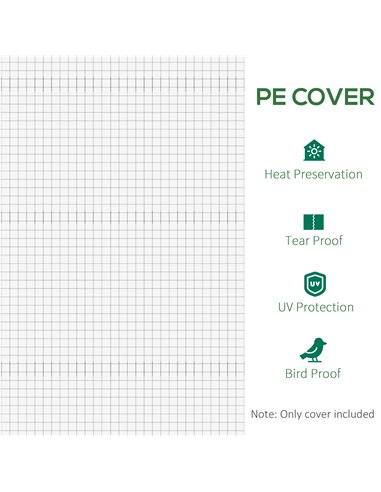 Outsunny Greenhouse Replacement Cover ONLY Winter Garden Plant PE Cover with Roll-up Windows Door, 6 x 3 x 2m White 845-382WT
