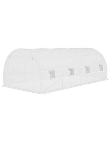 Outsunny Greenhouse Replacement Cover ONLY Winter Garden Plant PE Cover with Roll-up Windows Door, 6 x 3 x 2m White 845-382WT