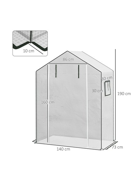 Outsunny Greenhouse Cover Replacement Walk-in PE Hot House Cover with Roll-up Door and Windows, 140 x 73 x 190cm, White 845-944V - pic 83992 | FastDaddyshop