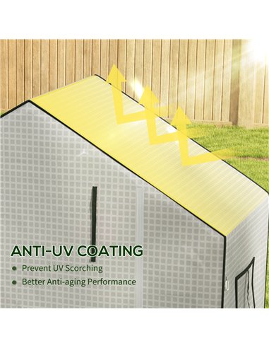 Outsunny Greenhouse Cover Replacement Walk-in PE Hot House Cover with Roll-up Door and Windows, 140 x 73 x 190cm, White 845-944V
