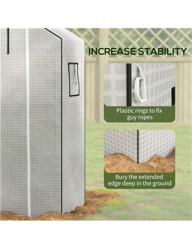Outsunny Greenhouse Cover Replacement Walk-in PE Hot House Cover with Roll-up Door and Windows, 140 x 73 x 190cm, White 845-944V