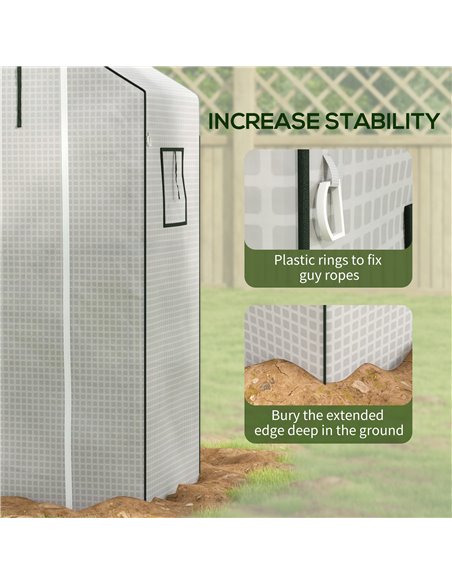 Outsunny Greenhouse Cover Replacement Walk-in PE Hot House Cover with Roll-up Door and Windows, 140 x 73 x 190cm, White 845-944V - pic 83996 | FastDaddyshop