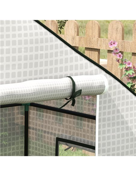Outsunny Greenhouse Cover Replacement Walk-in PE Hot House Cover with Roll-up Door and Windows, 140 x 73 x 190cm, White 845-944V - pic 83997 | FastDaddyshop