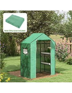 Outsunny Greenhouse Replacement Cover ONLY 140 x 73 x 190cm, Green 845-944V00GN 2