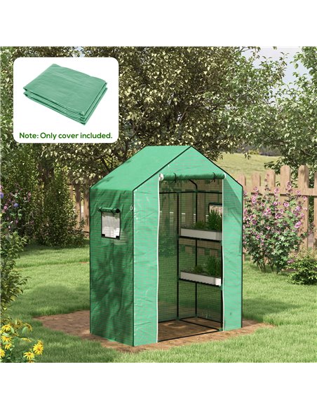 Outsunny Greenhouse Cover Replacement Walk-in PE Hot House Cover with Roll-up Door and Windows, 140 x 73 x 190cm, Green 845-944V - pic 84000 | FastDaddyshop