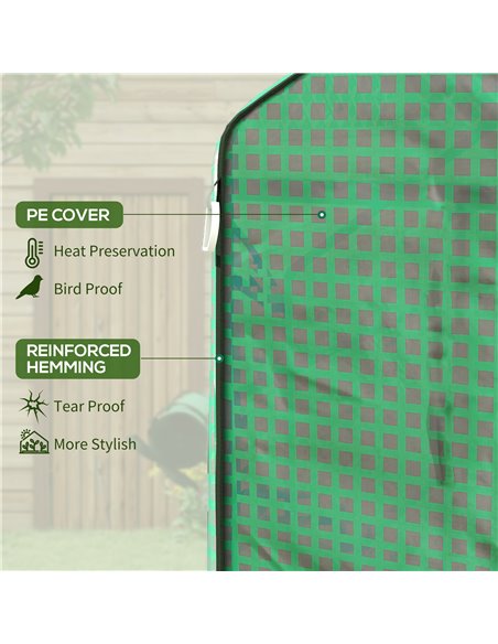 Outsunny Greenhouse Cover Replacement Walk-in PE Hot House Cover with Roll-up Door and Windows, 140 x 73 x 190cm, Green 845-944V - pic 84002 | FastDaddyshop
