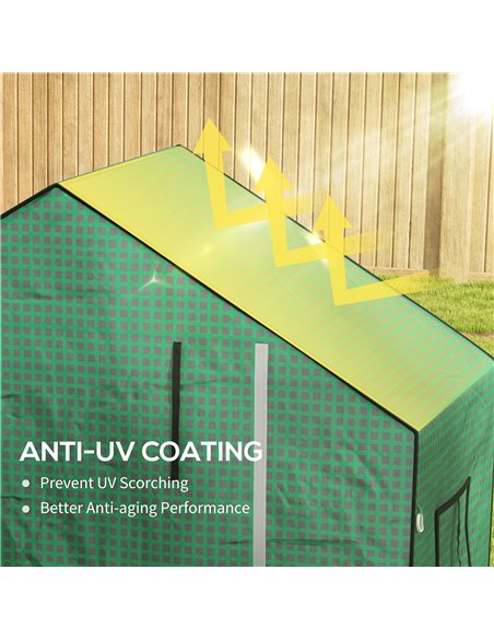 Outsunny Greenhouse Cover Replacement Walk-in PE Hot House Cover with Roll-up Door and Windows, 140 x 73 x 190cm, Green 845-944V - pic 84003 | FastDaddyshop