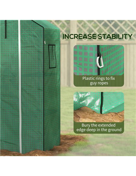 Outsunny Greenhouse Cover Replacement Walk-in PE Hot House Cover with Roll-up Door and Windows, 140 x 73 x 190cm, Green 845-944V - pic 84005 | FastDaddyshop