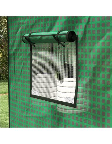 Outsunny Greenhouse Cover Replacement Walk-in PE Hot House Cover with Roll-up Door and Windows, 140 x 73 x 190cm, Green 845-944V