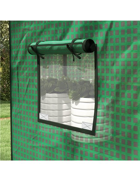 Outsunny Greenhouse Cover Replacement Walk-in PE Hot House Cover with Roll-up Door and Windows, 140 x 73 x 190cm, Green 845-944V - pic 84006 | FastDaddyshop