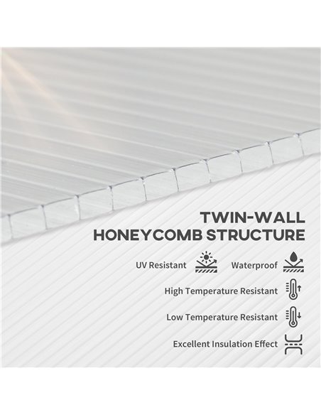 Outsunny 14 Pieces Polycarbonate Sheets, 121 x 61 x 0.4cm Twin-Wall Plastic Roofing Sheets, 10m² Replacement Greenhouse Panels,  - pic 84029 | FastDaddyshop