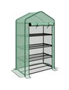 Outsunny Four-Tier Mini Greenhouse with Reinforced Plastic Cover, Green 845-936V00GN