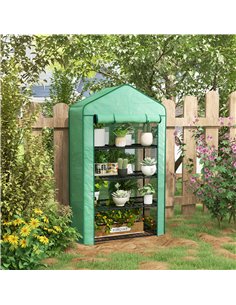 Outsunny Four-Tier Mini Greenhouse with Reinforced Plastic Cover, Green 845-936V00GN 2